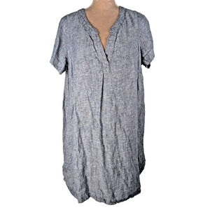 Tahari Linen Shirtdress Chambray Blue Sz 1XL Beach Resort Cruise Classic